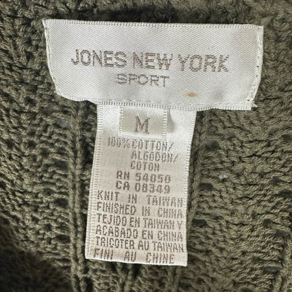 Jones New York Sport VTG Green Chunky Open Knit Sweater‎ Medium Boho Cottagecore